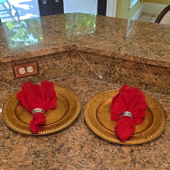 2 Pottery Barn Gold Charger Place Settings - Picture 1 of 7